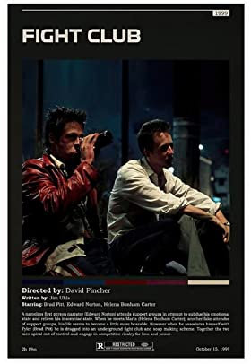 RIPEX Filmposter Fight Club, Wand, Persönlichkeit, Dekoration, Poster, Leinwand, Poster, Schlafzimmer, Dekoration, Sport, Landschaft, Büro, Raumdekoration, Geschenk, Rahmen-Stil, 30 x 45 cm