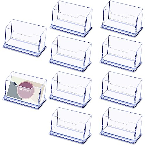 Udbrud Klarer Visitenkartenhalter, 10 Stück Visitenkartenhalter Acryl Visitenkartenständer Visitenkarten Aufsteller Visitenkarte Tischständer für Schreibtisch oder Theke, Zuhause und Büro