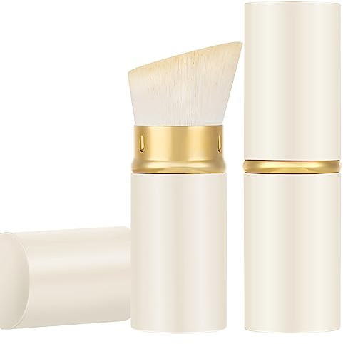 Einziehbare Make-up Pinsel, Reise abgewinkelte Kabuki Pulver Pinsel | Professionelle Puder-Make-up-Pinsel für Foundation, Rouge, Bronzer, Buffing, tierversuchsfrei, mit Abdeckung