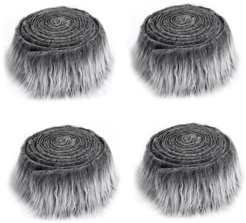 4 Stück grauer Pelzstoff, 1,5 m, zotteliger Kunstfellstoff, Plüsch, flauschiges Bastelfell für Zwerge, Bart, Weihnachtsmann, Haare, Zwerg, Cosplay, Kostüm, DIY, Basteldekoration