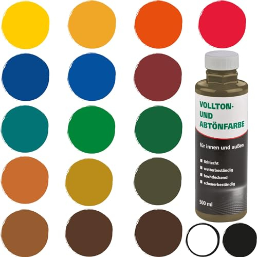 Bodenmeister Abtönfarbe Vollton-Farbe 500 ml, Mischfarbe für Wandfarbe innen und außen, 11 khaki grün umbra 903
