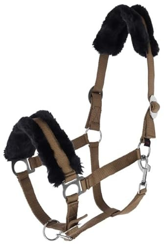Covalliero Halfter Classic Soft Cappuccino mit Kunstfell, Größe:Shetty