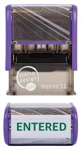 Entered Self Inking Rubber Stamp for Stamping Your Entered Documents - Green Entered Stamp