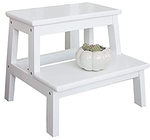Slim and Sturdy Folding Stool, 2 Step Ladder, Kitchen Wooden Ladders, Small Foot Stools, Indoor Portable Flower Stand/Shoe Bench/Storage Shelf