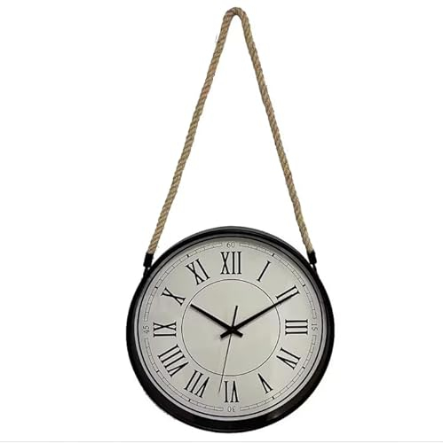 K&L Wall Art industrielle Vintage Wanduhr römische Ziffern hängende Bahnhofsuhr ohne Tickgeräusche Hängeuhr lautlose Badezimmer Wanduhr (Antikes Zifferblatt, 35 cm)