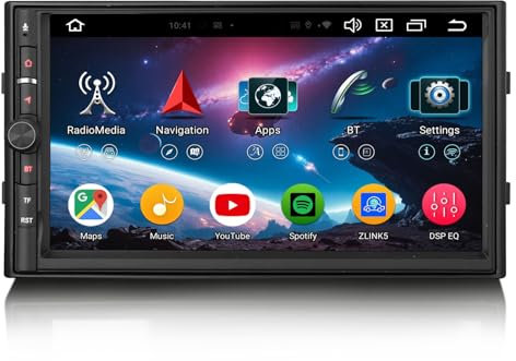 Erisin Android 14 8-Kern 4GB+64GB Doppel Din Autoradio mit GPS Navigation für Nissan 7 Zoll Touchscreen Unterstützt Kabelloses CarPlay Android Auto DAB+ WiFi 4G Bluetooth 5.0 DSP USB SWC DVB-T2 OBD2