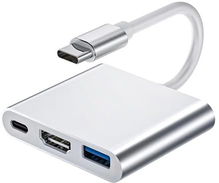 Adattatore da USB C a HDMI 4K, 3 in 1 Adattatore USB C HDMI,Convertitore Video Porta USB 3.0 Ricarica PD 100W, Compatibile con MacBook iPad iPhone TV Monitor Proiettore Multiporta, Alta Definizione