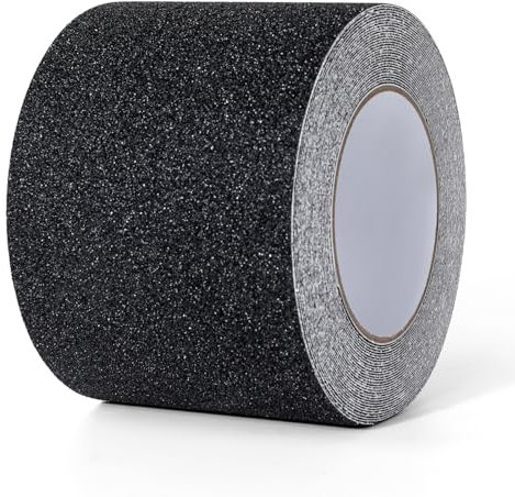 AiQInu Nastro Adesivo Antiscivolo, Strisce Antiscivolo per Scale, 10cm × 10m, Nastro Antiscivolo per Scale, Esterne, Interne, Antiscivolo Scale...Nero