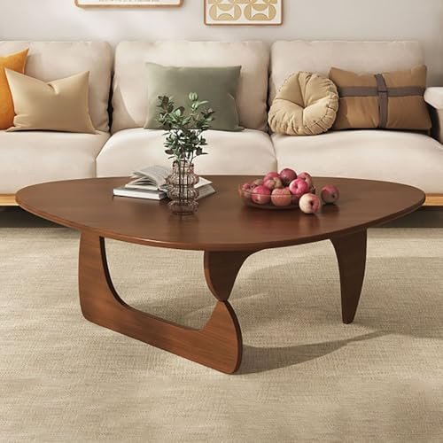 Table Basse Triangulaire en Bois d'hévéa, Style Milieu du siècle, en Noyer, pour Salon, Petite Table Ovale, Marron, Abstraite, Rustique, pour Bureau, extérieur, Patio