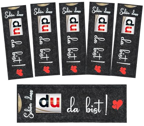 24 Stück Schön, dass du da bist Gastgeschenk für Schokolade Verpackung, Hülle Filz Gastgeschenke Konfirmation, Geschenkverpackung für Hochzeit, Taufe, Abschluss, Geburtstag, Firmenfeiern