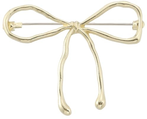CREATCABIN Bowknot Broschen Goldene Schleifenbrosche Für Damen Kleidungsnadeln Elegante Fliege Anstecknadel Legierung Schleifennadeln Bowknot Corsage Für Frack Mantel Strickjacke Hemd Anzug 4.3x5.4cm