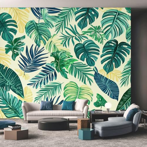 Générique Papier Peint Panoramique Vert Feuille de Bananier - Papier Peint Forêt Tropicales Plante - Deco Chambre Salon - Fresque Murale - Wallpaper - 250x175 cm A418
