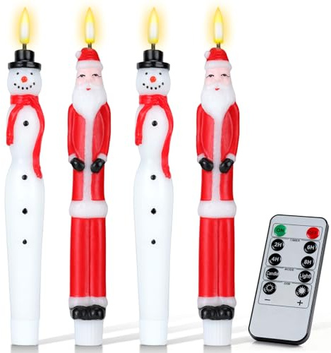 Axrye Velas LED Navideñas Sin Fuego Velas, velas sin llama LED de Cera Auténtica con Mando a Distancia y Función de Temporizador, Velas Pilas para Hogar Adornos Navideños, Bodas y Fiestas, 4 piezas
