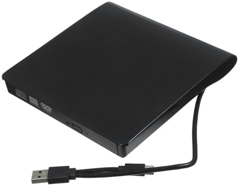 Didiseaon Unidad Externa De DVD y CD USB 3.0 y Tipo-c para Ordenador Portátil, Grabadora De DVD Velocidad Rápida, Diseño Compacto Negro, Compatible con Pc y Otros Sistemas para Uso Multimedia