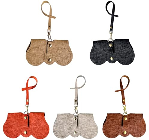 MLPKOI 5 Piezas Gafas Portátil Funda, Bolsa de Anteojos de Sol de Cuero Suave y Delgado con Cordón Cuero Suave Estuche Gafas Almacenaje Para Hombres y Mujeres Accesorios de Viaje