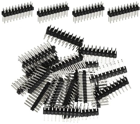 Unifizz 2.54mm Pitch Straight Double Row Male Pin Header 10 Pin Copper Connector Strip for PCB Board Prototyping Pack of 20