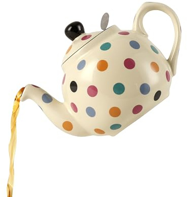London Pottery Ceramic Teapot 600ml with Stainless Steel Infuser, Elegant and Sophisticated Way to Drink Tea for 1-2 People (Ivory Multispot, Teapot with Infuser, 600ml)