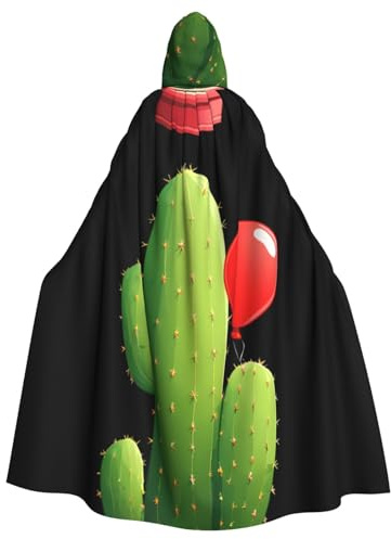 YYHHAOFA Cactus e palloncino rosso Stampe Halloween Adulto Mantello con Cappuccio per Decorazione del Partito Cosplay Costumi Stage Masquerade