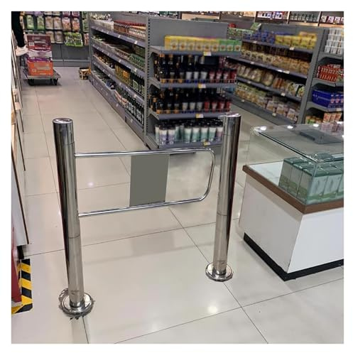 Automatic Double Leaf Security Gate with Post Mount, 90-Degree Opening, Spring-Loaded Closure, Single Direction Access Door for Library and Supermarket Staff.