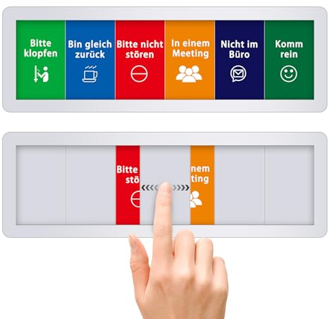 Türschild Büro - Bitte Nicht Stören, In Einem Meeting, Nicht Im Büro, Komm Rein, Bitte Klopfen, Bin Gleich Zurück - Türschilder Schilder Mit Schiebefunktion (6-optionen)