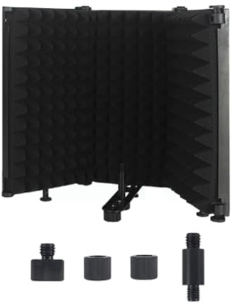 Schermo isolante regolabile a 3 , filtro microfono da studio, pieghevole, per isolamento acustico