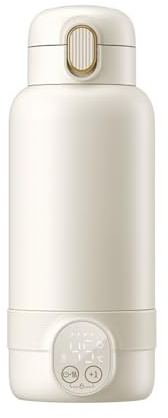 Calentador de biberones portátil para bebés, capacidad de leche de 500 ml, pantalla de temperatura ajustable, diseño de asa, hervidor a prueba de fugas, calentador infantil