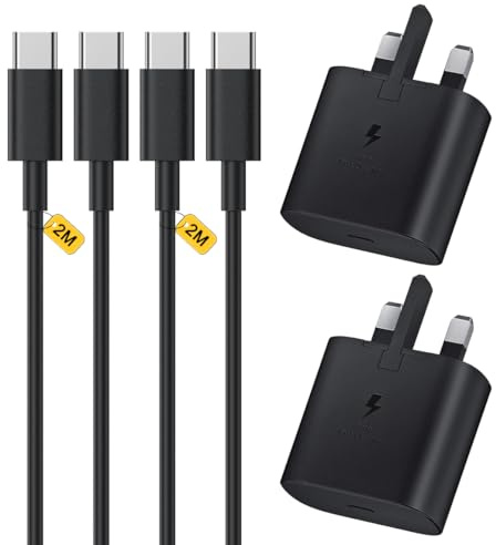 Samsung Charger 2M Long USB C Fast Charging Cable and Plug Type C USBC Phone Lead for Samsung Galaxy S26 S25 S24 S23 S22 S21 S20 A26 A36 A56 A55 A54 A53 A35 A34 A33 A32 A25 A50 A52 A17 A70 A71 A16