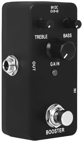 Mikikit Gitarreneffekt Booster Pedal für E-gitarre Kunststoffgehäuse High Gain Verzerrer mit Delay Effekt Leichter Analoger Verzerrer für Professionelle E-gitarrenmusik