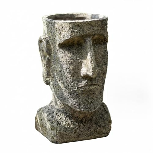 hogarevrumah Face Planter, 21.5cm Head Vase, Resin Stone Sculpture Pot for Garden, Flower Pot for Succulents, Cactus&Ferns, Indoor Outdoor Decorative Garden Statue, Unique Housewarming Gift for Women