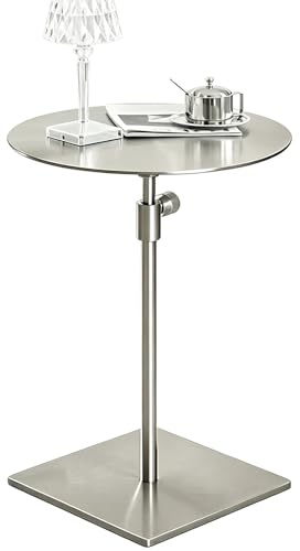 Tavolo da pranzo rotondo moderno, regolabile in altezza, modello da bar - Tavolino da salotto per 2-4 persone Mobili da esterno salvaspazio per pub e ristoranti - Acciaio inossidabile(Top 50cm)