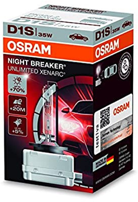 Osram Xenarc Night Breaker Unlimited D1S HID Xenon-Brenner, Entladungslampe, 66140XNB, Faltschachtel (1 Stück), White