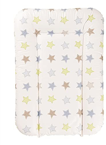 Geuther Wickelauflage abwaschbar 52 x 75 cm | Wickelunterlage Lilly für Wickelregal Clarissa & andere | Erhöhter Rand & Kopfschutz für hohe Sicherheit | Wickeltischauflage | Design Stern