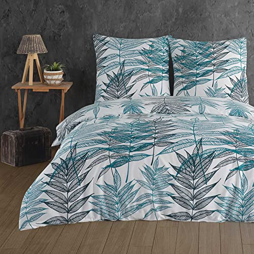 Buymax Bettwäsche 200x220 cm – Bettwäsche Set 3-teilig 200 x 220 cm, Renforcé 100% Baumwolle, Bettbezug mit 2 Kissenbezügen 80x80 cm, Oeko-TEX, Reißverschluss, weich und atmungsaktiv