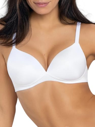 SIELEI, Reggiseno con Coppe Imbottite, Realizzato in Morbida Microfibra, con Finiture Invisibili e Senza Ferretto, Designed in Italy, Color Bianco, Taglia 4B