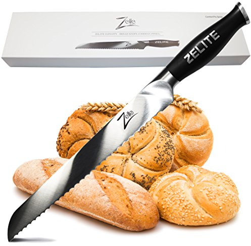 Zelite Infinity, Cuchillo Pan 25 cm- Utensilios Cocina Serie Comfort-Pro – Acero Inoxidable Alemán de Alto Contenido en Carbono – Cuchillos Cocina Afilado de Navaja, Supercómodo