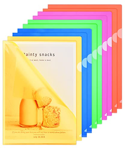 ZCZN 10 Unidades Carpeta A4,Bolsas de Documentos de Plástico A4 de 5 Colores,Bolsa de Archivo para la Escuela,el Hogar,la Oficina…