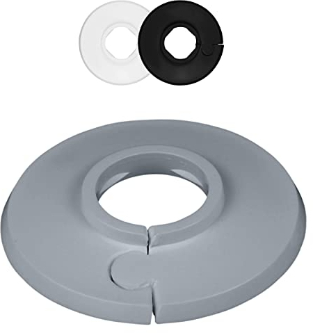 FUX Pack of 2 Single Heating Pipe Rosette 12 mm, Window Grey (Ral 7040), Polyethylene, Pipe Cover, Cap, HOSE_PIPE_FITTING
