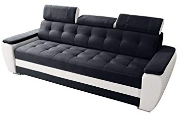 Robin Diana Sofa mit Schlaffunktion ohne Bettkasten 3 Verstellbare Kopfstützen Wohnzimmer-Sofa Schlafsofa Freistehende Couch Schlafcouch Wohnzimmermöbel