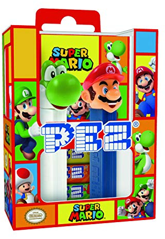 PEZ – Twin pack Licence Nintendo – Combinaison unique de bonbons aux goût fruit et d'un distributeur –Contient 2 distributeurs + 4 recharges de bonbons personnages aléatoires