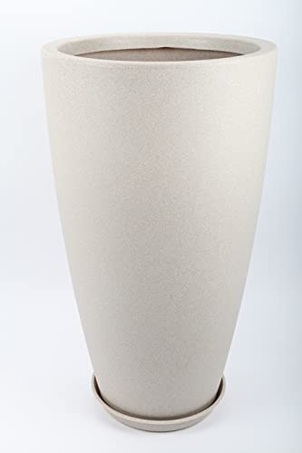 point-garden Fioriera con sottovaso, colore sabbia, 90 cm, per interni ed esterni