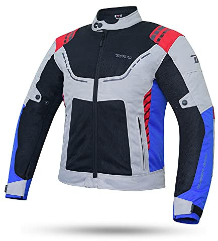 DEGEND BREEZE EVO | Motorcykeljacka Man med skydd - Vattentät ventilerande jacka med ventilation - Motorcykelkläder - Motorcykeljacka - Storlekar (S-6XL), Multicolor, L