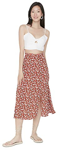Trendyol Jupe midi trapèze tissée, carrelage, 62 Femme