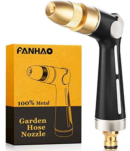 FANHAO Garten Pistole hochdruckdüse, Robuste Gartenbrause Metall mit 4 Sprühmustern, Daumensteuerung, Ein-Aus-Ventil für Gartenbewässerung, Auto- und Haustierwäsche