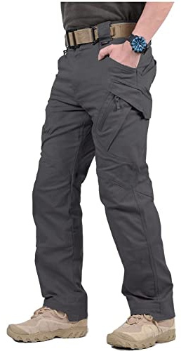 CARWORNIC Gear Men's Hiking Tactical Pants Lightweight Cotton Outdoor Military Combat Cargo Trousers Dark Gray