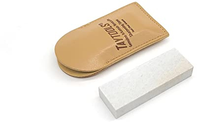 Genuine Hard (Fine) Arkansas Novaculite Pocket Knife Sharpening Stone 3 x 1 x 3/8 in Imitation Leather Pouch (Hard (Fine))