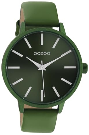 Oozoo Damen Armbanduhr mit Lederband 42 MM Grün/Grün/Weiß C10873
