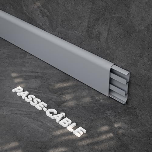 Plinthe Passe-Câble PVC 80 mm - Gris - 1 m, À l'unité
