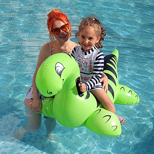 Aufblasbares Dinosaurier-Schwimmbecken-Spielzeug Ride-On Aufblasbares Schwimmbad-Strand-Schwimmer-Sommer-Wasser-Spaß-Floß-Floß für Kinder und Erwachsene (grün)