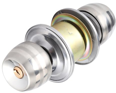 Stainless Steel Door Lock, Silent and Quiet Household Door Knob with Key, Security Round Knob Door Locks Set for Home, Door Hardware, Furniture Hardware, Office