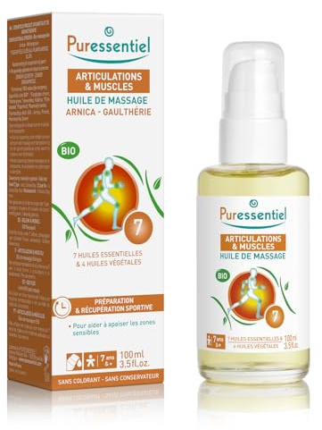 Puressentiel BIO Massageöl Muskelanstrengung mit Arnika & Wintergrün 100 ml | Sportöl für Vorbereitung & sportliche Erholung. 11 Pflanzenöle mit ätherischen Ölen. Ab 7 Jahren.